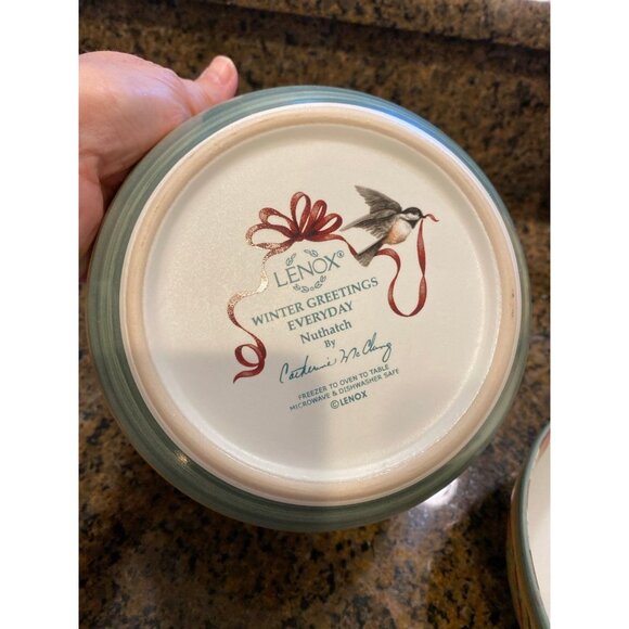 Vintage Lenox Winter Greeting Christimas Holiday Everyday Plate & 3 Bowls - Picture 6 of 12